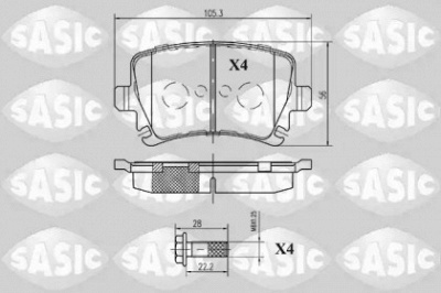 SASIC 6216003 -  Комплект тормозных колодок, дисковый тормоз
