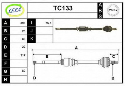 SERA tc133 - Приводной вал