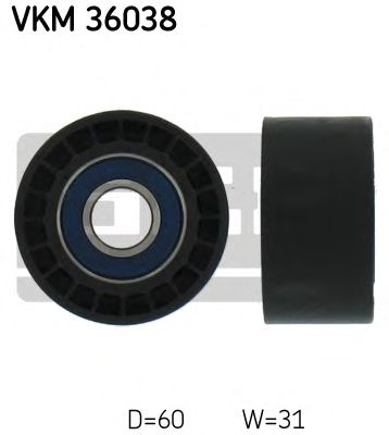 SKF vkm36038 -  Паразитный / ведущий ролик, поликлиновой ремень