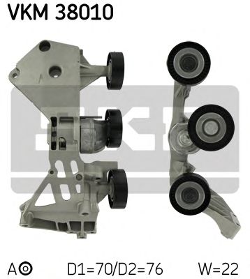 SKF vkm38010 -  Натяжной ролик, поликлиновой  ремень