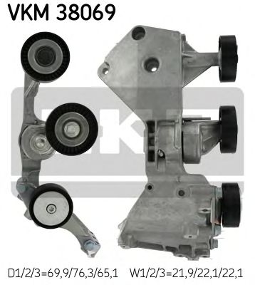 SKF vkm38069 -  Натяжной ролик, поликлиновой  ремень