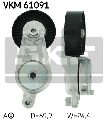 SKF vkm61091 -  Натяжной ролик, поликлиновой  ремень