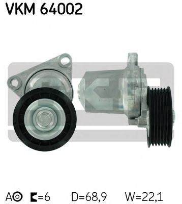 SKF vkm64002 -  Натяжной ролик, поликлиновой  ремень