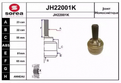 SNRA jh22001k -  Шарнирный комплект, приводной вал