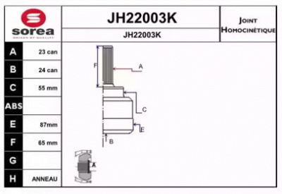 SNRA jh22003k -  Шарнирный комплект, приводной вал