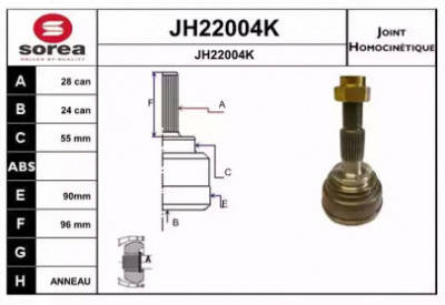 SNRA jh22004k -  Шарнирный комплект, приводной вал