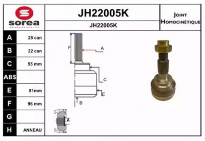 SNRA jh22005k -  Шарнирный комплект, приводной вал