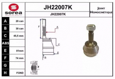 SNRA jh22007k -  Шарнирный комплект, приводной вал