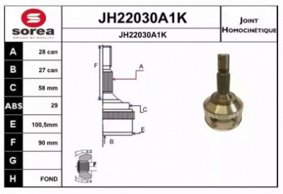 SNRA jh22030a1k -  Шарнирный комплект, приводной вал
