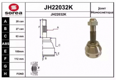 SNRA jh22032k -  Шарнирный комплект, приводной вал