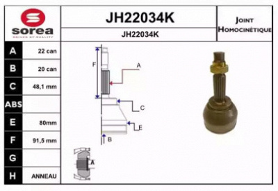 SNRA jh22034k -  Шарнирный комплект, приводной вал