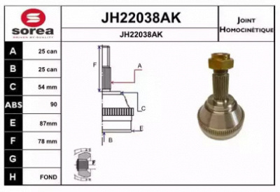 SNRA jh22038ak -  Шарнирный комплект, приводной вал
