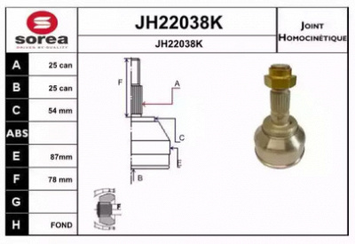 SNRA jh22038k -  Шарнирный комплект, приводной вал