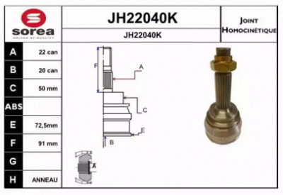 SNRA jh22040k - Шарнирный комплект, приводной вал