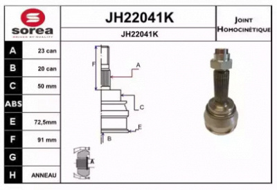 SNRA jh22041k -  Шарнирный комплект, приводной вал