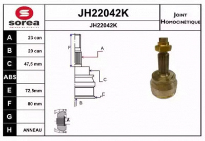 SNRA jh22042k - Шарнирный комплект, приводной вал