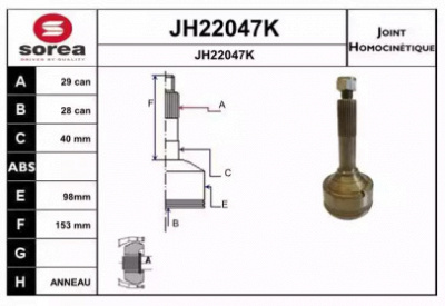 SNRA jh22047k -  Шарнирный комплект, приводной вал