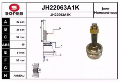 SNRA jh22063a1k -  Шарнирный комплект, приводной вал