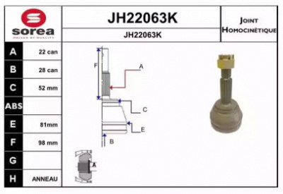 SNRA jh22063k -  Шарнирный комплект, приводной вал