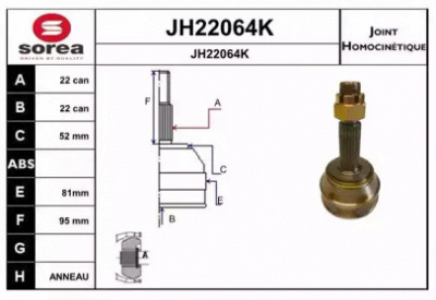 SNRA jh22064k - Шарнирный комплект, приводной вал