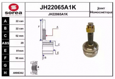 SNRA jh22065a1k -  Шарнирный комплект, приводной вал