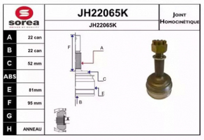 SNRA jh22065k -  Шарнирный комплект, приводной вал