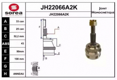SNRA jh22066a2k -  Шарнирный комплект, приводной вал