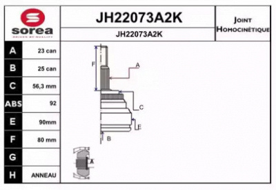 SNRA jh22073a2k -  Шарнирный комплект, приводной вал