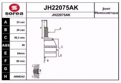 SNRA jh22075ak -  Шарнирный комплект, приводной вал