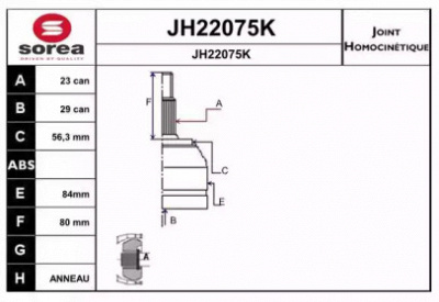 SNRA jh22075k -  Шарнирный комплект, приводной вал