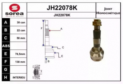 SNRA jh22078k -  Шарнирный комплект, приводной вал