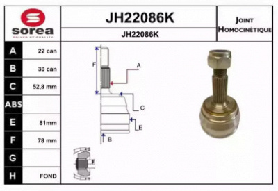 SNRA jh22086k -  Шарнирный комплект, приводной вал