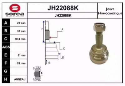 SNRA jh22088k - Шарнирный комплект, приводной вал
