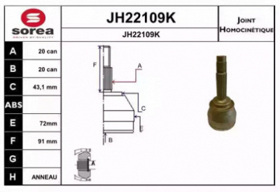 SNRA jh22109k -  Шарнирный комплект, приводной вал