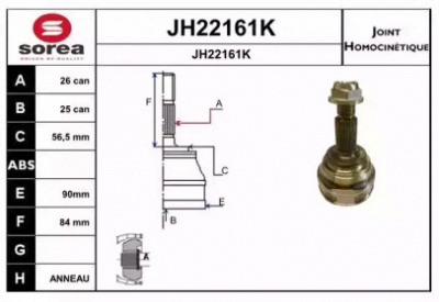SNRA jh22161k - Шарнирный комплект, приводной вал