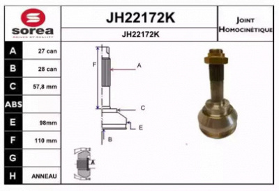 SNRA jh22172k -  Шарнирный комплект, приводной вал