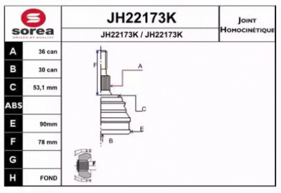 SNRA jh22173k -  Шарнирный комплект, приводной вал