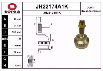 SNRA jh22174a1k -  Шарнирный комплект, приводной вал