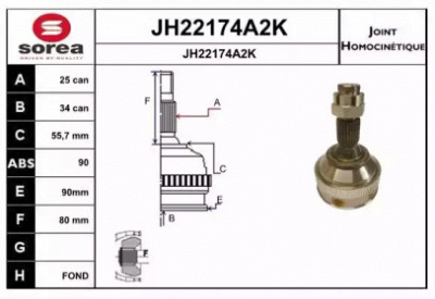 SNRA jh22174a2k -  Шарнирный комплект, приводной вал
