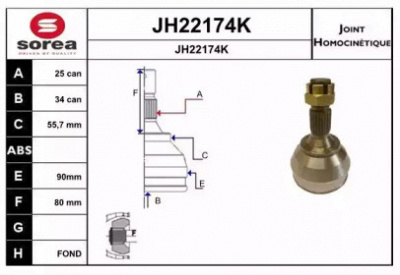 SNRA jh22174k -  Шарнирный комплект, приводной вал