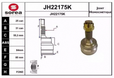 SNRA jh22175k -  Шарнирный комплект, приводной вал