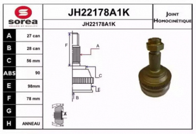 SNRA jh22178a1k -  Шарнирный комплект, приводной вал
