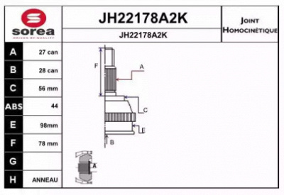 SNRA jh22178a2k -  Шарнирный комплект, приводной вал