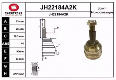 SNRA jh22184a2k -  Шарнирный комплект, приводной вал