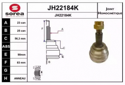 SNRA jh22184k -  Шарнирный комплект, приводной вал