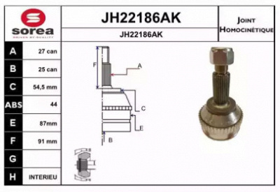 SNRA jh22186ak -  Шарнирный комплект, приводной вал