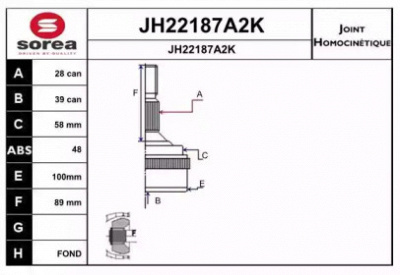 SNRA jh22187a2k -  Шарнирный комплект, приводной вал
