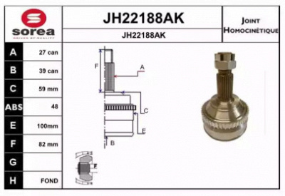 SNRA jh22188ak -  Шарнирный комплект, приводной вал