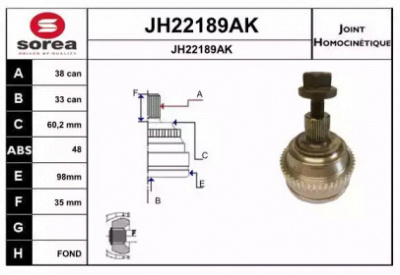SNRA jh22189ak - Шарнирный комплект, приводной вал