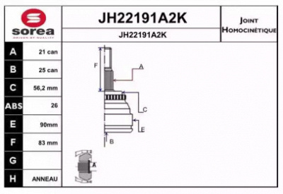 SNRA jh22191a2k -  Шарнирный комплект, приводной вал